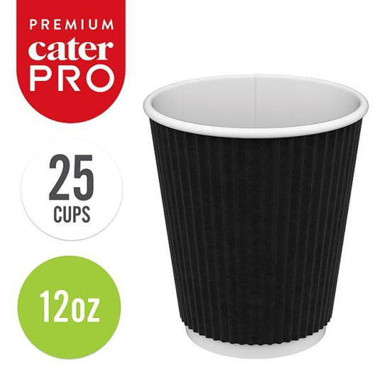 CaterPro Premium 25 PE Lined Paper Triple Wall Cups 340ml Case of 20 x 25s
