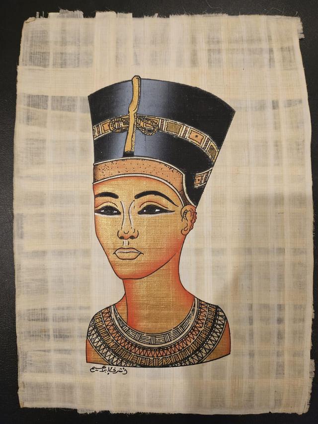 Queen Nefertiti Papyrus Art – Handmade Ancient Egyptian Wall Decor