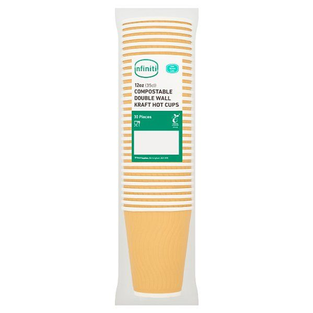 Infiniti Compostable Double Wall Kraft Hot Cups 12oz (35cl) Case of 16 x 30pk