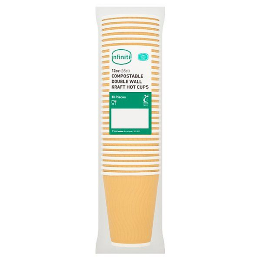 Infiniti Compostable Double Wall Kraft Hot Cups 12oz (35cl) Case of 16 x 30pk
