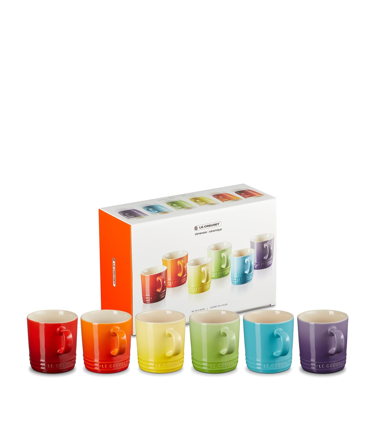 Stoneware Rainbow Mugs (Set of 6)