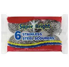 Super Bright 6 Stainless Steel Scourers Pack size: Case of 6