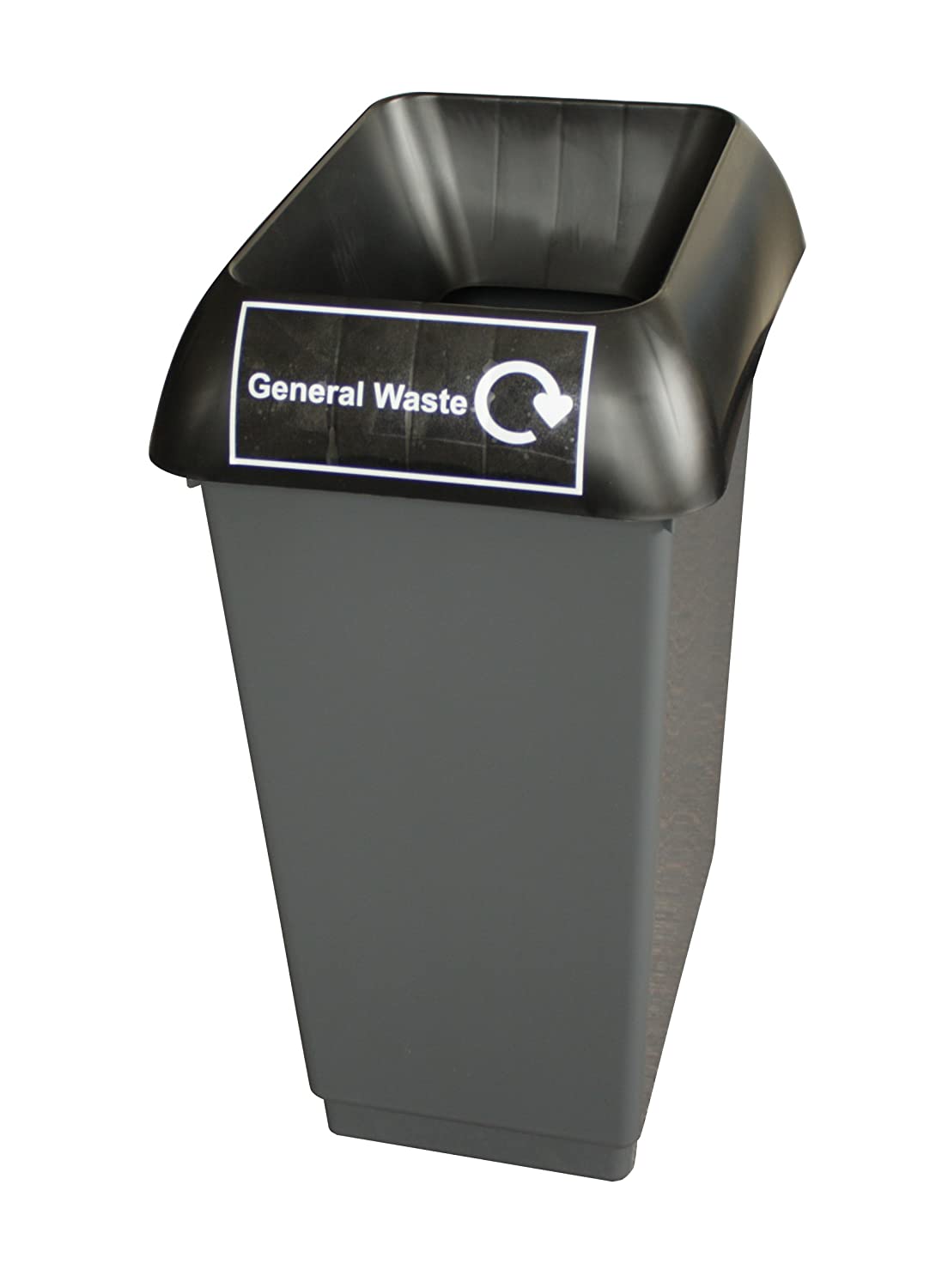 50L Recycling Bin with Black Lid & General Waste Logo  Pack size: Case of 1