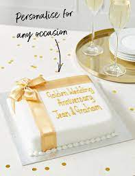 Personalised Celebration Sponge Cake with Gold Ribbon (Serves 30)