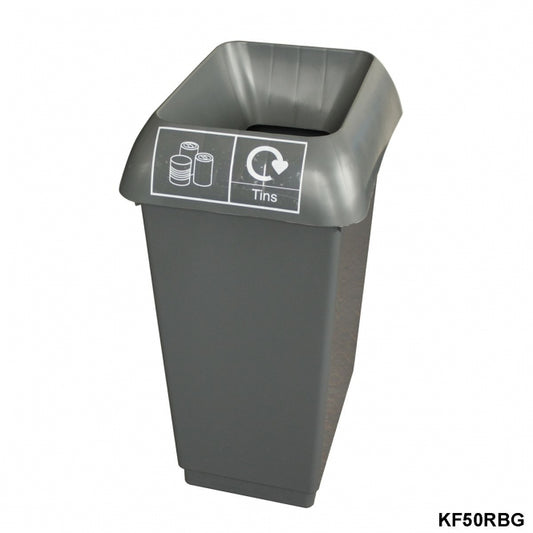 50L Recycling Bin with Dark Grey Lid & Tins Logo Pack size: Case of 1