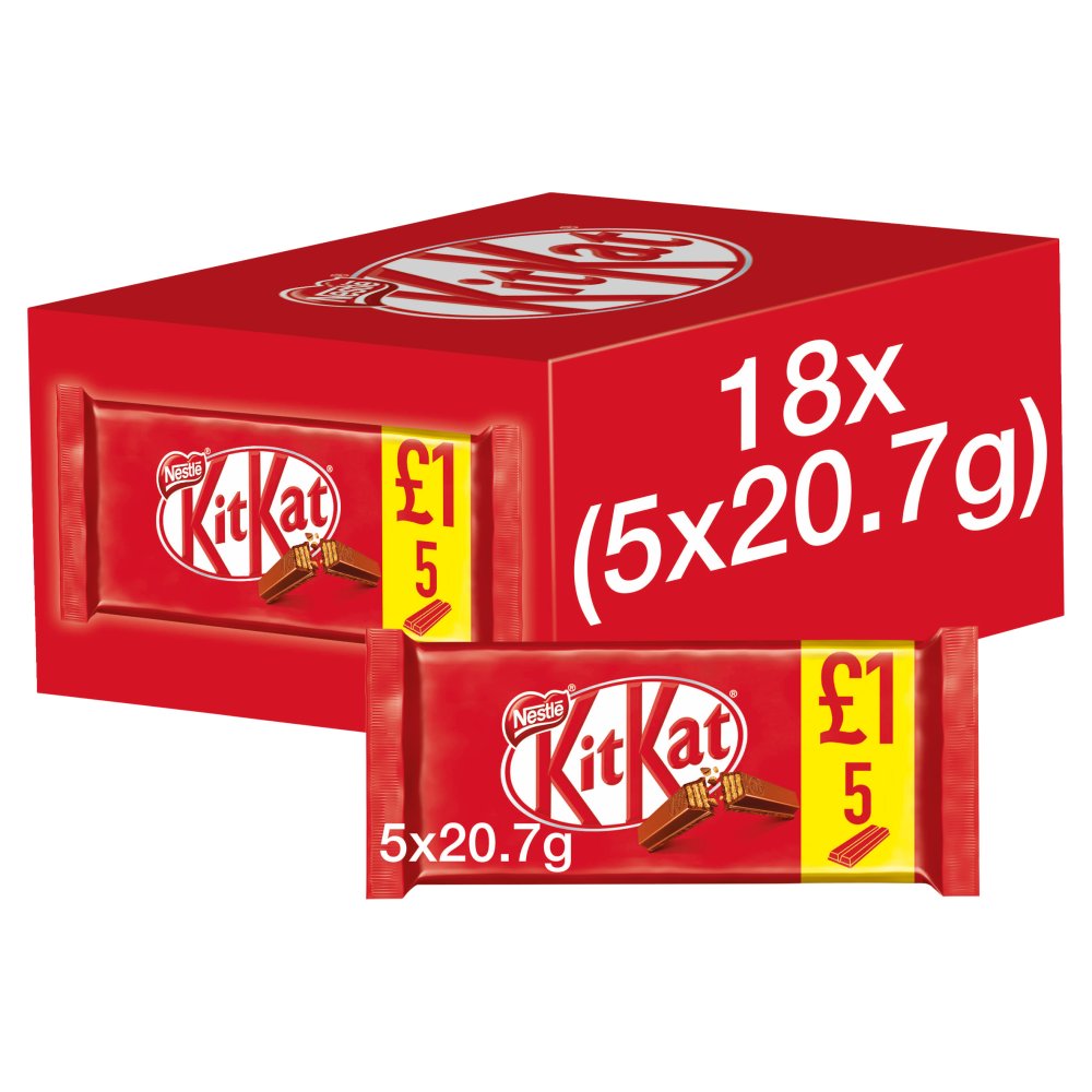 Kit Kat 2 Finger Milk Chocolate Biscuit Bar Multipack 5 Pack PMP £1.25
