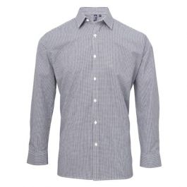 Cotton Shirt Long Sleeve Mens Gingham Navy/White(L/42")
