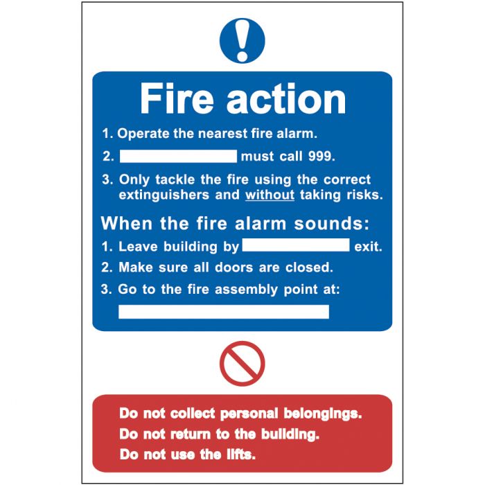 Fire Action Procedure Sign - RPVC Pack size: Case of 1