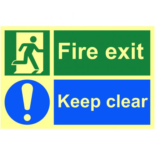 Fire Exit Keep Clear Sign - PHO (300 x 200mm)