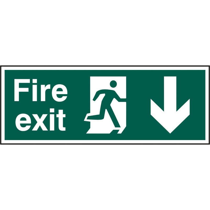 Fire Exit Sign (Arrow Down) - RPVC Pack size: Case of 1