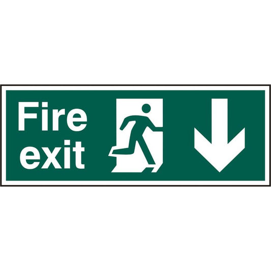 Fire Exit Sign (Arrow Down) - RPVC Pack size: Case of 1