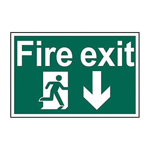 Fire Exit Sign (Arrow Down) - Self Adhesive Pack size: Case of 1