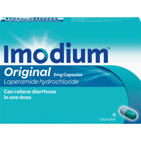 Imodium Original Capsules for Diarrhoea Relief 6 Capsules Pack size: Case of 6
