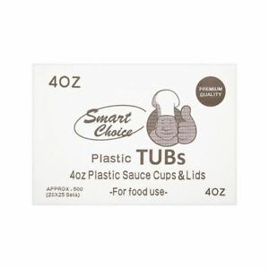 Smart Choice 4oz Plastic Tubs Sauce Cup & Lids 500 Sets