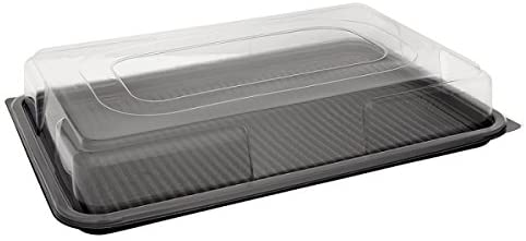 Large Black Platter Base & Clear Lid L450mm x W300mm x D65mm (5 base and lid per pack)