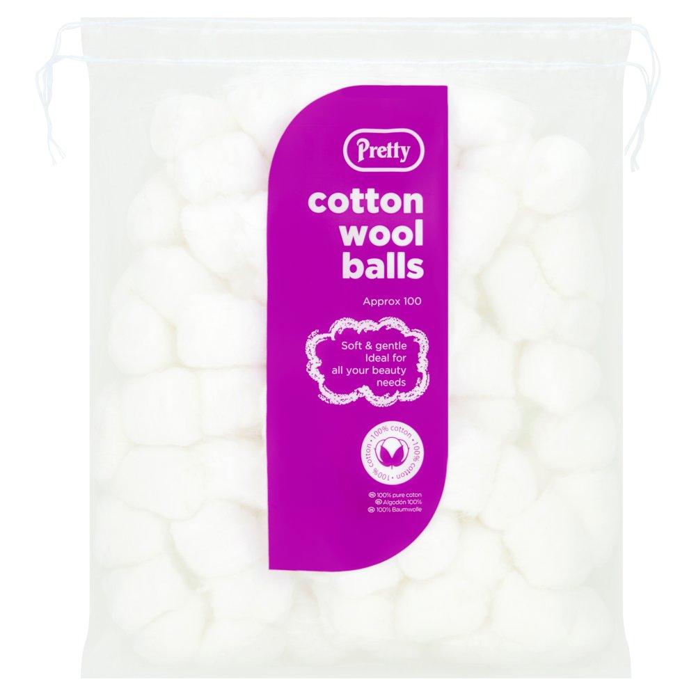 Pretty 100 Cotton Wool Balls 50g Pack size: Case of 6