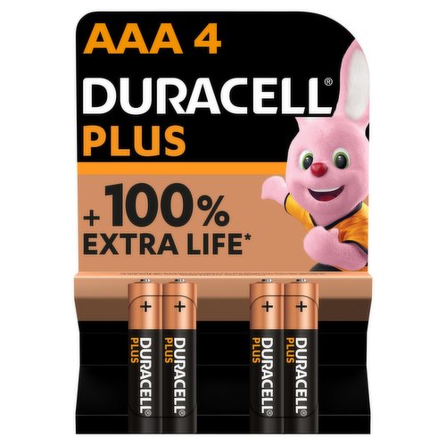 Duracell Plus 100% AAA 4pk Pack size: Case of 10