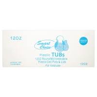 Smart Choice Plastic Tubs 12oz Round Microwavable Plastic Deli Pots & Lids 250 Sets case of 4