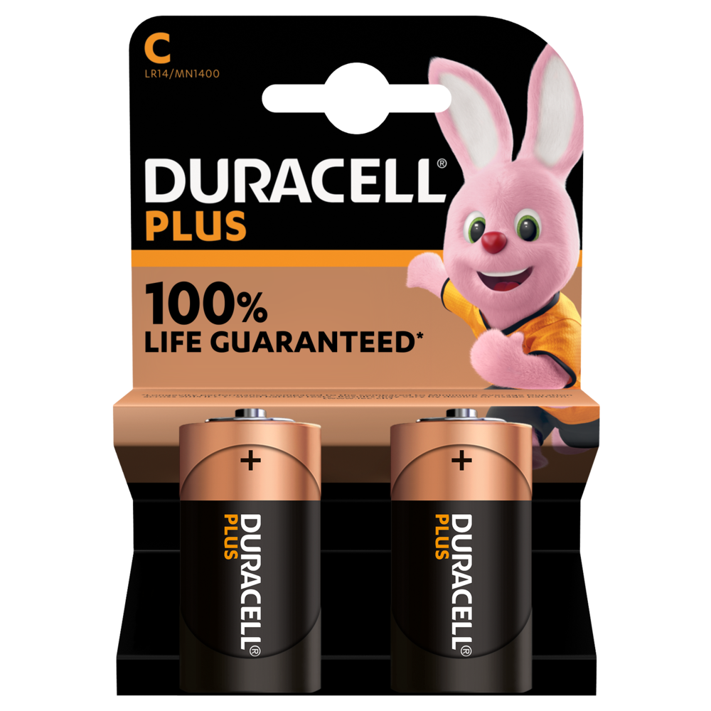 Duracell Plus 100% C 2pk Pack size: Case of 10