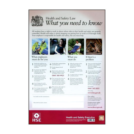 HSE Health & Safety Law PosterPack size: Case of 1