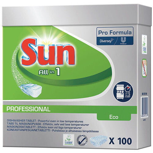 Sun All in 1 Eco Professional Dishwasher Tablet 100 x 18g (1.8kg) Pack size: Case of 1