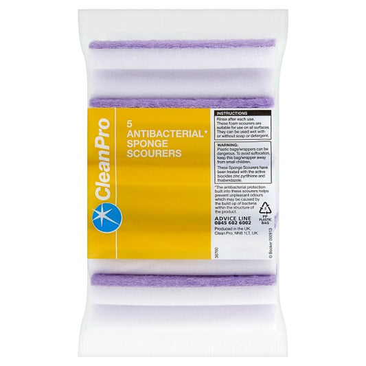 Clean Pro 5 Antibacterial Sponge Scourers