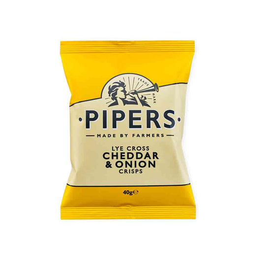 Pipers Lye Cross Cheddar & Onion Crisps 40g Pack size: Case of 24
