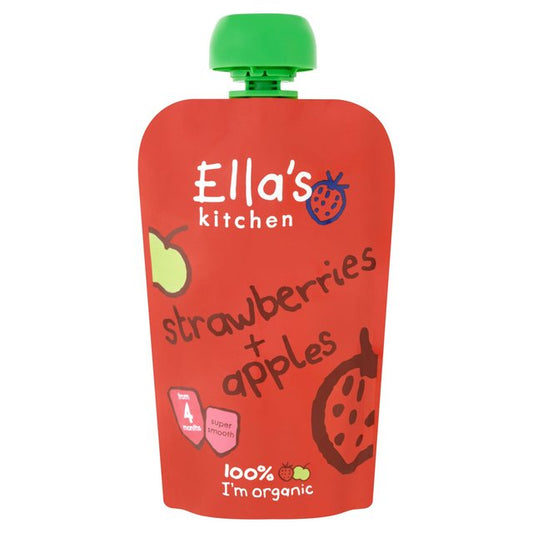 Ella's Kitchen Organic Strawberries and Apples Baby Pouch 4+ Months 120g Pack size: Case of 7