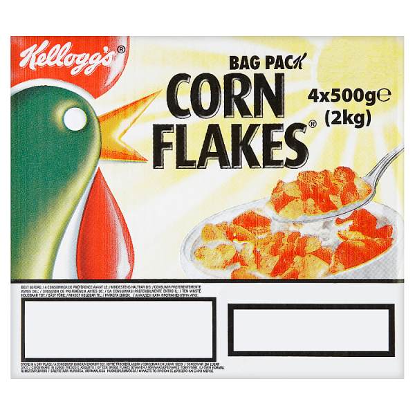Kellogg's Corn Flakes Cereal Bag Pack 4 x 500g (2kg)
