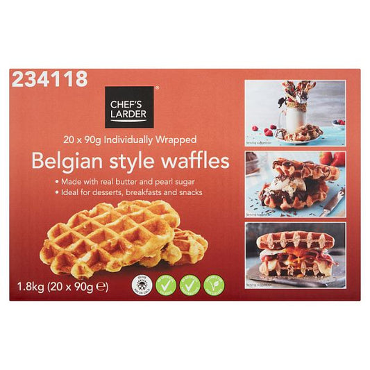 Chef's Larder Belgian Style Waffles 20 x 90g (1.8kg) case of 4