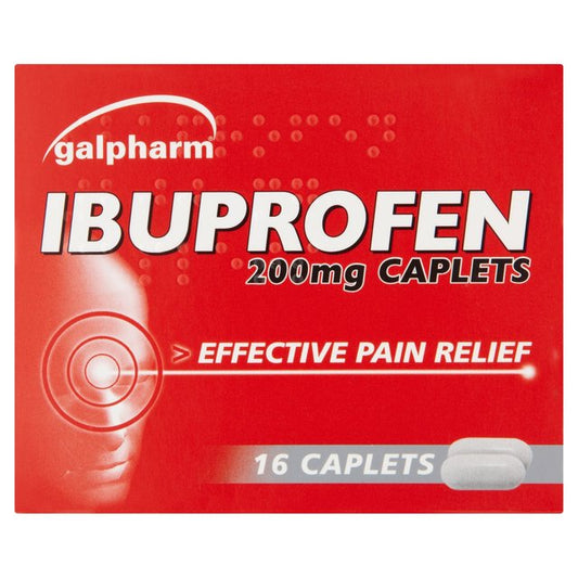 Galpharm Ibuprofen 200mg Caplets 16 Caplets Pack size: Case of 12