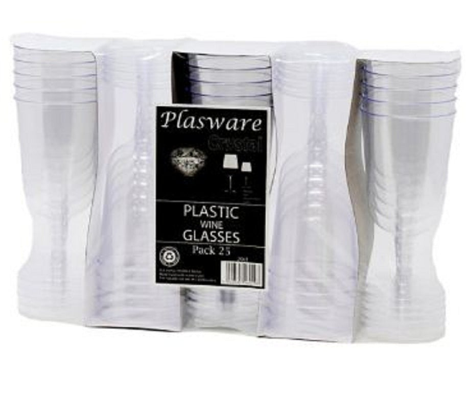 Plasware 25 Plastic Wine Glasses