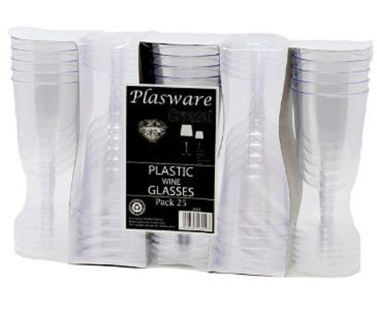 Plasware 25 Plastic Wine Glasses