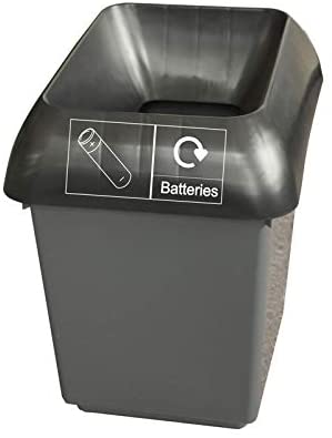 30L Recycling Bin with Black Lid & Batteries Logo Pack size: Case of 1
