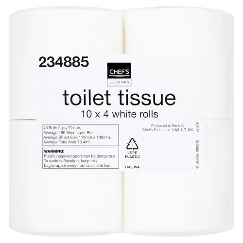 Chef's Essentials Toilet Tissue 40 White Rolls Pack size: Case of 1