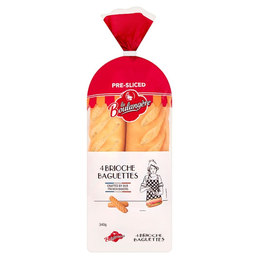 La Boulangère Pre-Sliced 4 Brioche Baguettes 340g case of 1