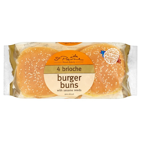 St Pierre 4 Brioche Burger Buns with Sesame Seeds - Collectionmarket