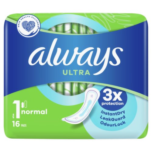 Always Ultra Sanitary Towels Normal (Size 1) 16 Pads Pack size: Case of 16