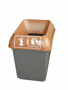 30L Recycling Bin with Brown Lid & Kitchen Waste Logo Pack size: Case of 1