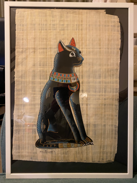 Original papyrus paper ( the goddess Bastet )