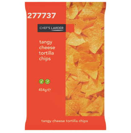 Chef's Larder Tangy Cheese Tortilla Chips 454g Case of 6