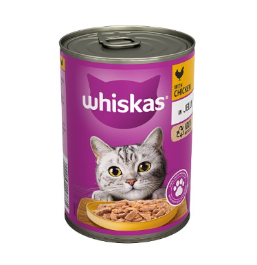Whiskas Adult Wet Cat Food Chicken in Jelly Tin 12 x 400g Pack size: Case of 12