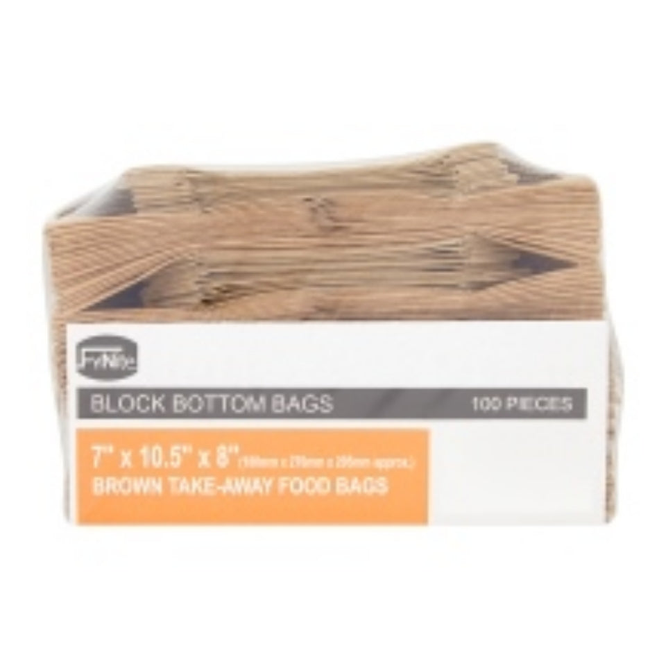 FyNite Small Brown Take-Away Food Bags 100 Pieces Pack size: Case of 1