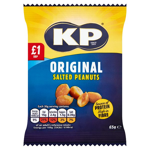KP Original Salted Peanuts 65g Case Of 12 - Collectionmarket