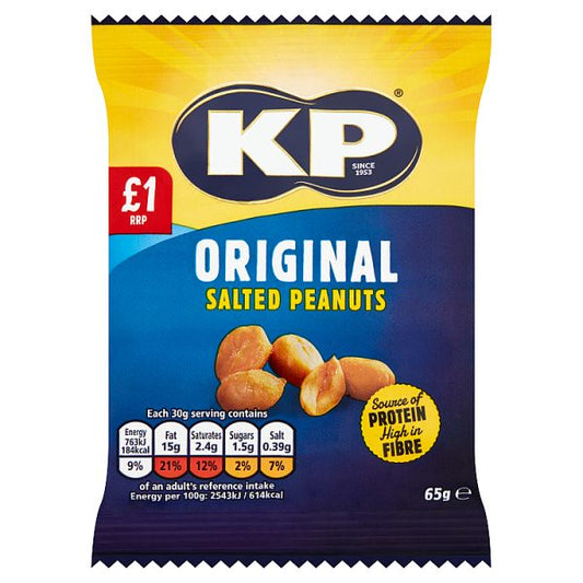 KP Original Salted Peanuts 65g Case Of 12 - Collectionmarket