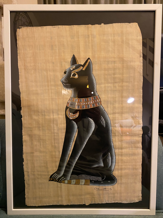 Original papyrus paper ( the goddess Bastet )