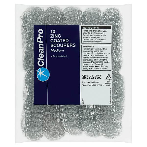 Clean Pro 10 Zinc Coated Scourers Medium