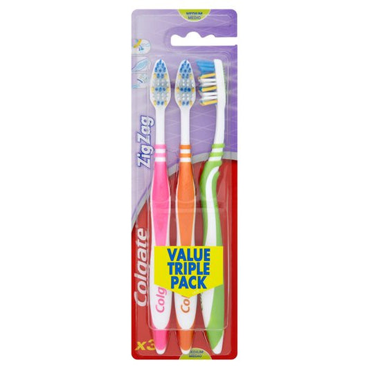 Colgate Toothbrush Zigzag Flexible Medium Triple Pack
