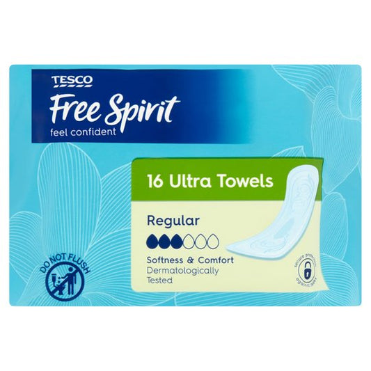 Tesco Free Spirit Ultra Regular Sanitary Towels 16 Pack